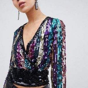 ASOS sequin stripe long sleeve flare top!